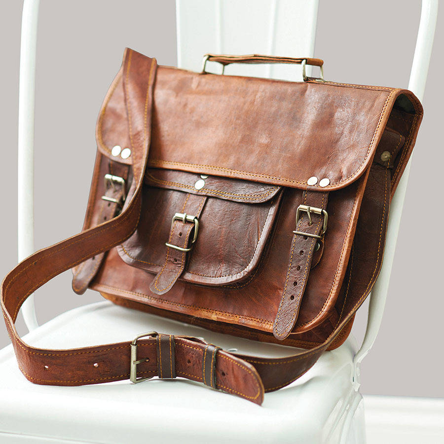 vintage style leather satchel by vida vida | notonthehighstreet.com