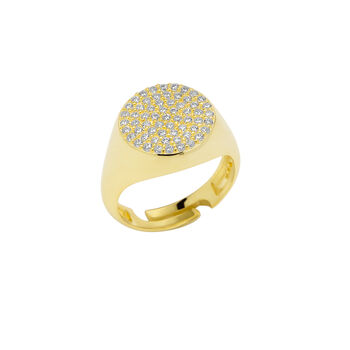 Sterling Silver Round Pave Signet Ring, 12 of 12