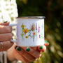 Inky Wildflower Enamel Camping Mug With Personalisation, thumbnail 4 of 12