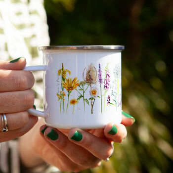 Inky Wildflower Enamel Camping Mug With Personalisation, 4 of 12