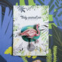 Inky Flamingo Eco Wooden Pin Brooch, thumbnail 1 of 6