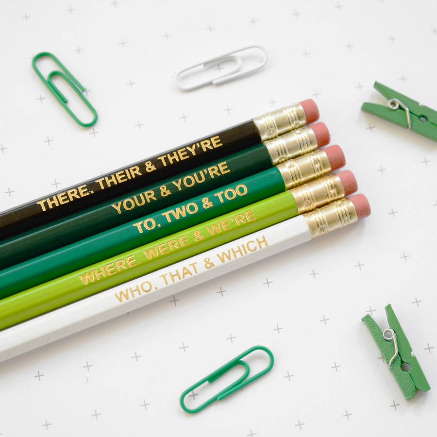 Ombre Green Grammar Pencil Set, 1 of 3
