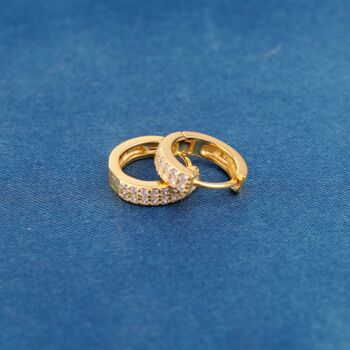 Gold Sparkly Cz Stone Hoops, Gold Huggie Hoops, Small Hoops, 2 of 6