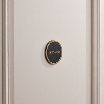 Personalised Brass Door Plaque Sign With Leather Insert, 2 of 4