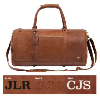 Personalised Leather Classic Duffle Weekend Bag, 9 of 12