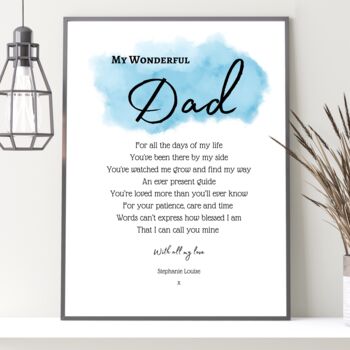 Personalised Poem For Dad, Fathers Day Print, 2 of 9