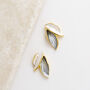 Layered Double Leaf Stud Earrings, thumbnail 2 of 3