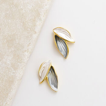 Layered Double Leaf Stud Earrings, 2 of 3