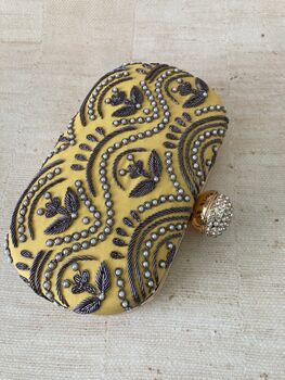 Yellow Handcrafted Oval Clutch Bag, 3 of 4
