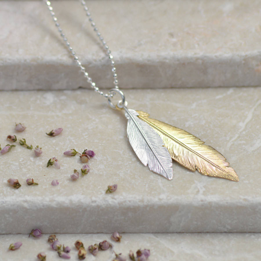 Two Feather Necklace By TigerLily Jewellery
