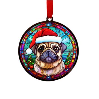 Puggle In Santa Hat Suncatcher Decoration, 6 of 6
