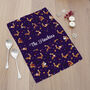 Personalised Reindeer Pattern Tea Towel, thumbnail 1 of 5