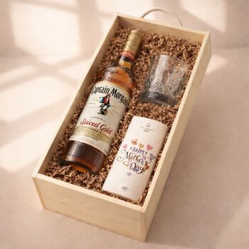 Mother’s Day Captain Morgan Spiced Rum Gift Set In Wooden Keepsake Box, 2 of 5