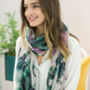 Personalised Soft Pink To Emerald Floral Print Scarf, thumbnail 2 of 5