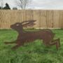 Large Rusty Metal Leaping Hare Garden Feature, thumbnail 2 of 2