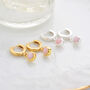 Pink Opal Gem Hoop Earring Birthstone October, thumbnail 1 of 6