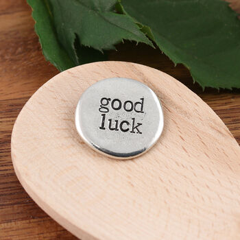 Good Luck Pewter Pocket Pebble Message Token, 5 of 9