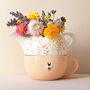 Dusky Pink Floral Bee Ceramic Teapot And Cup Set, thumbnail 3 of 12