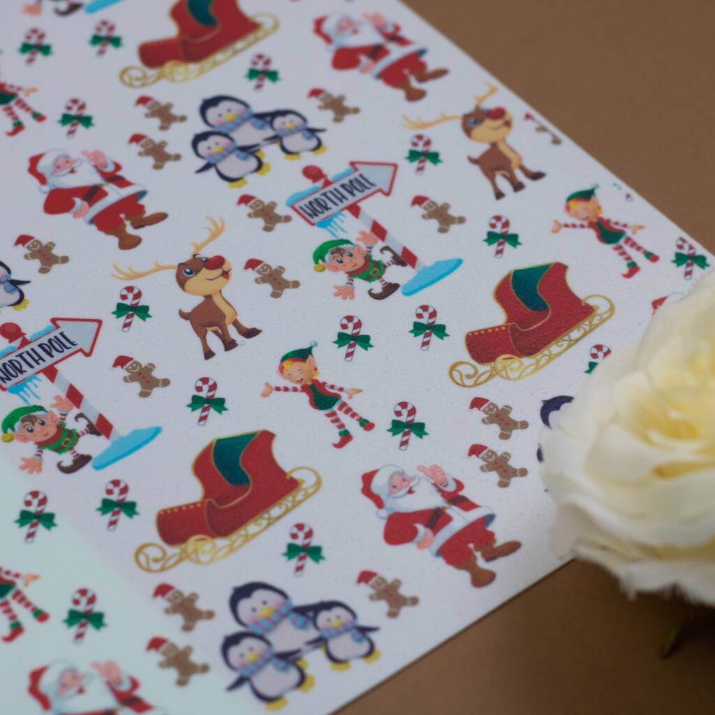 North Pole Festive Themed A4 Tiled Sheet By Sprinkles and Toppers