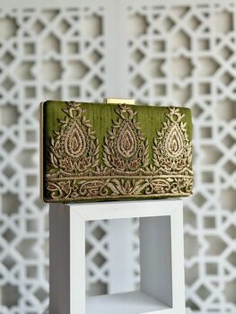Amarna Olive Green Clutch, 4 of 7
