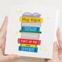 End Of Term Card Teacher With Books, thumbnail 1 of 7