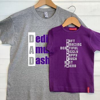 Personalised Dad And Child Block T Shirt Set, 2 of 9