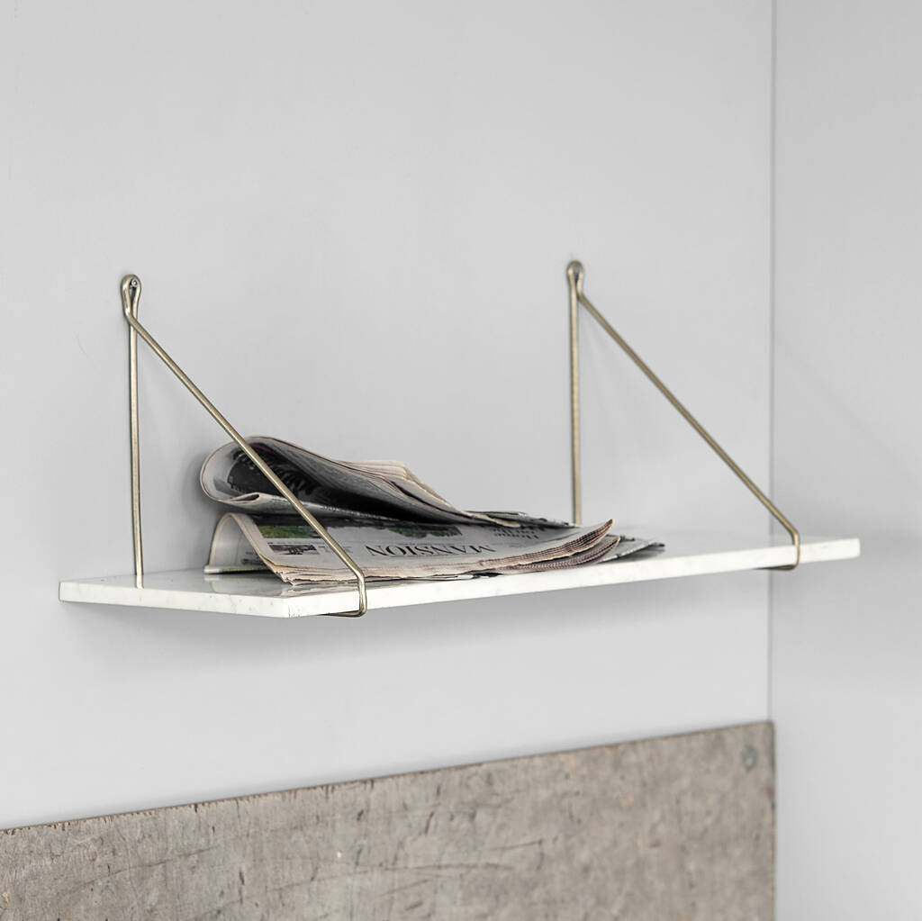 Contemporary Marble And Brass Shelf By Ella James