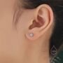 Asymmetric Forget Me Not Flower Cz Stud Earrings, thumbnail 2 of 12