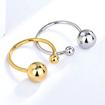 Adjustable Silver Plated Double Ball Ring, 3 of 5