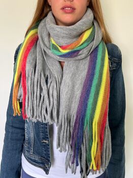 Rainbow Stripe Blanket Scarf, 2 of 7