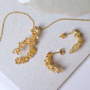 Gold Plated Forget Me Not Cluster Necklace, 3 of 6
