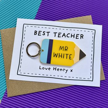 Best Teaching Assistant Pencil Keyring Card, 3 of 3