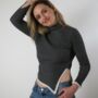 Grey Knitted Turtleneck Pullover Sweater, thumbnail 1 of 4