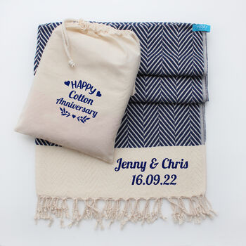 Personalised Soft Cotton Throw, 2nd Anniversary Gift, 11 of 12
