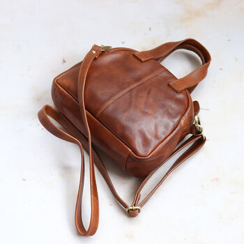 Leather Crossbody Bag, Tan, 4 of 6