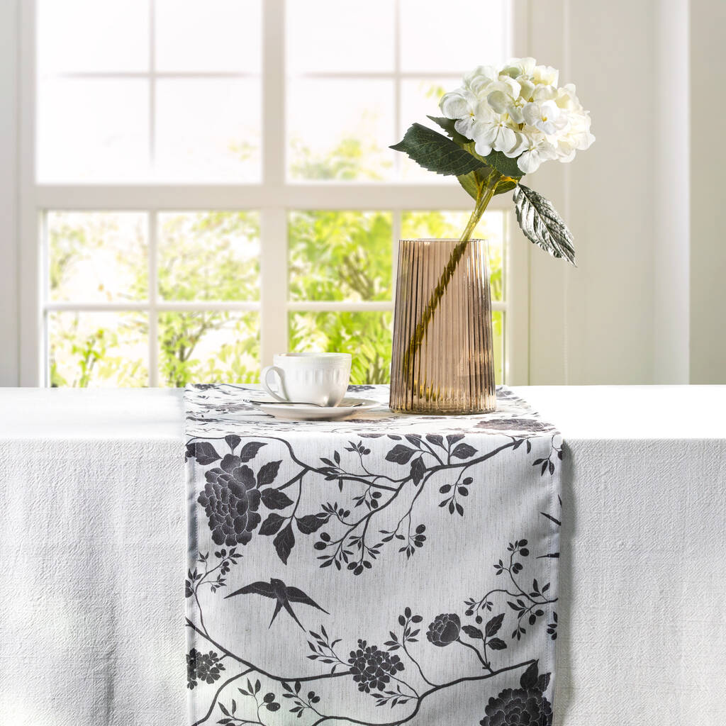 Luxury Linen Like Floral Table Runner Cecylia Natural, 1 of 4