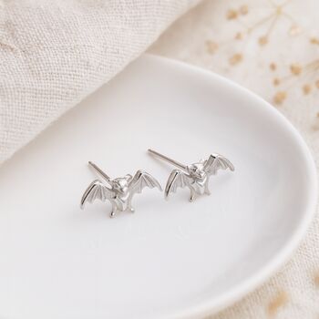 Sterling Silver Bat Stud Earrings – 12mm, 4 of 8