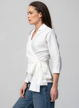 Abigail Ivory Wrap Cotton Blouse, 6 of 6