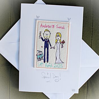 Wedding Card, Personalised, Embroidered, 3 of 12