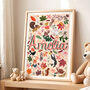 Personalised Woodland Animal Name Print | Pink Storybook Nursery Decor | Baby Girl Keepsake Gift, thumbnail 2 of 11
