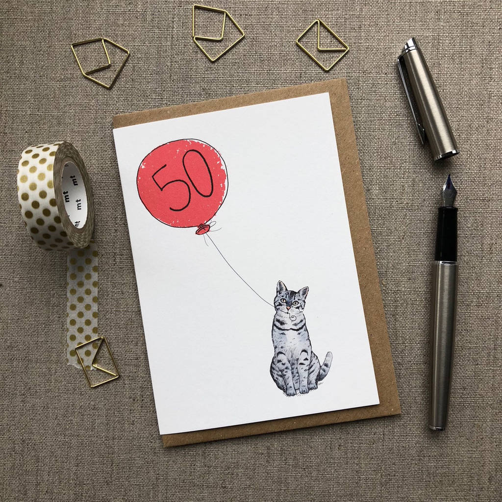 Personalised 50th Birthday Card Cat Design By Have A Gander