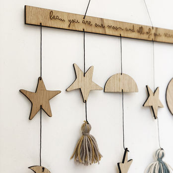 Personalised Star, Moon And Tassel Wall Hanging, 2 of 3