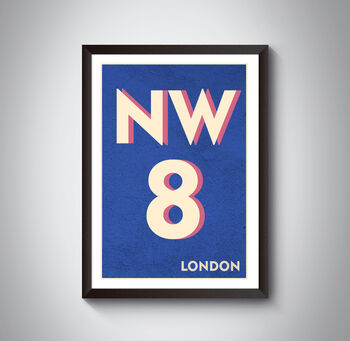 Nw8 Camden London Typography Postcode Print, 11 of 11