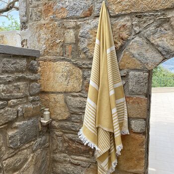 Amalfi Striped Peshtemal Towel Ochre, 5 of 11