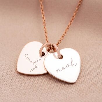 Couple's Double Heart Personalised Name Necklace, 8 of 12