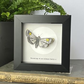 Personalised Hand Drawn Moth Artwork With Book Pages And Moon, 2 of 7