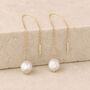 Gold Plated Sterling Silver Freshwater Pearl Threader Drop Earrings, thumbnail 2 of 6