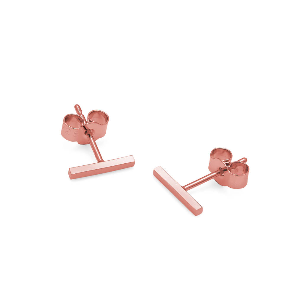 9ct Yellow/Rose Gold Bar Stud Earrings By Myia Bonner