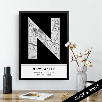 Newcastle City Map Wall Art Print, 2 of 9