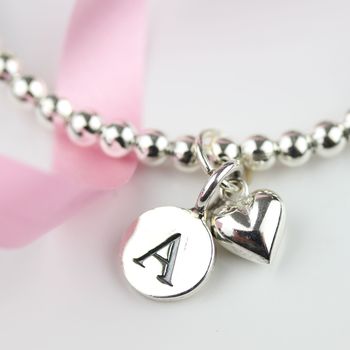 Personalised Infant's Silver Heart Bead Bangle, 3 of 4